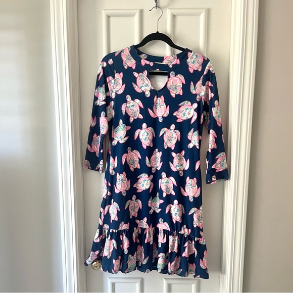 Simply Southern Sea Turtle Navy Sleeved Dress - Picture 1 of 4